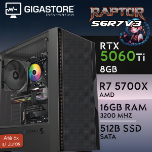 Desktop Gaming RAPTOR-56R7V3 RYZEN 7 5700X RTX 5060Ti 16GB RAM 512GB SSD W11